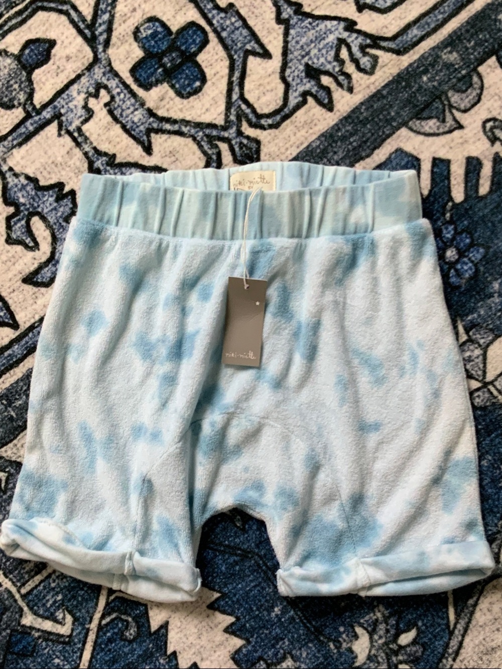 Tie-Dye Light Blue Baby Shorts with Elastic Waist